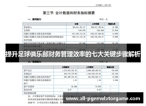 提升足球俱乐部财务管理效率的七大关键步骤解析